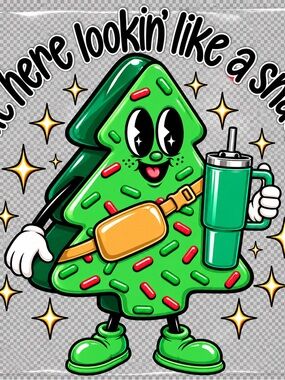 Green Christmas Tree Character Party DTF transfer